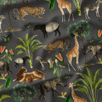 Wild Tropics Grey Fabric