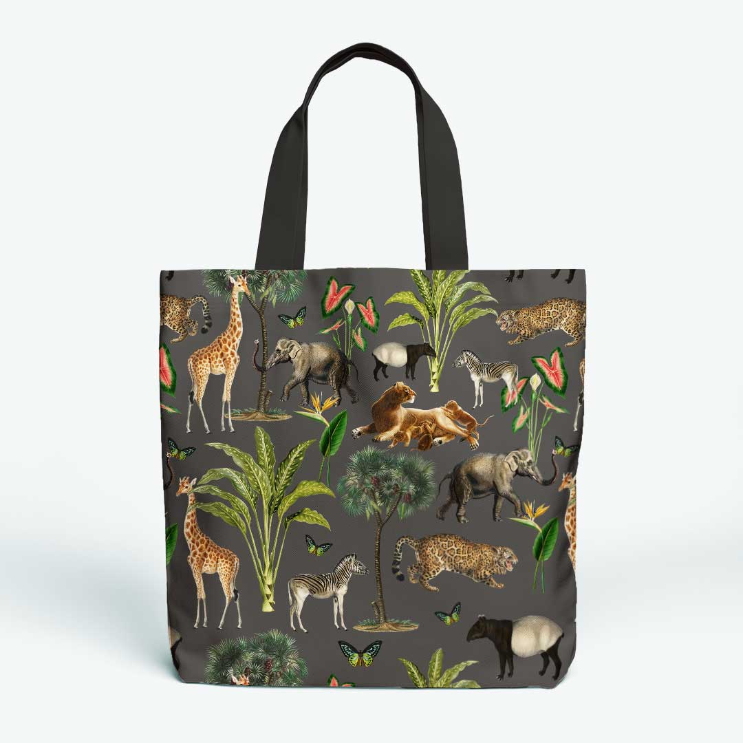 Wild Tropics Grey Fabric