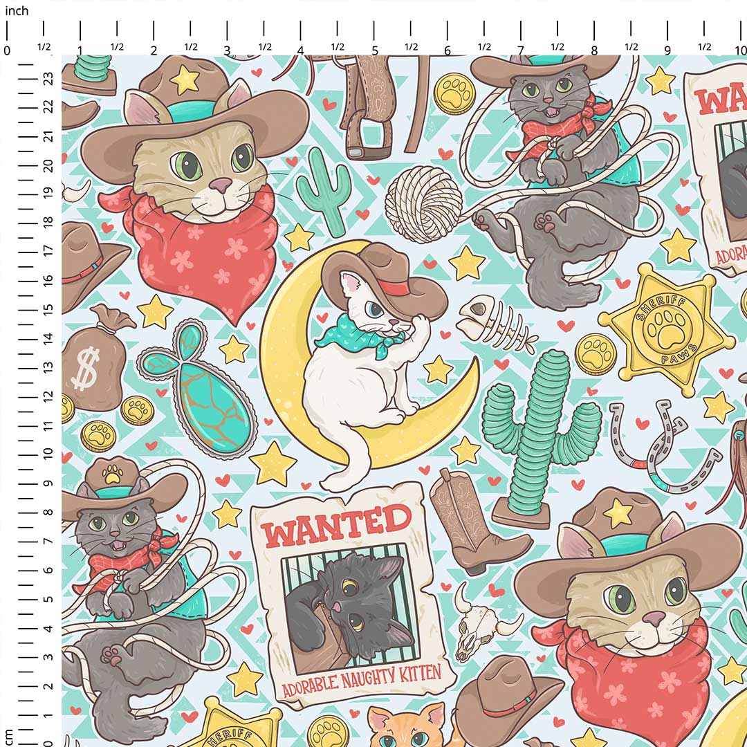 Wild West Cats Fabric