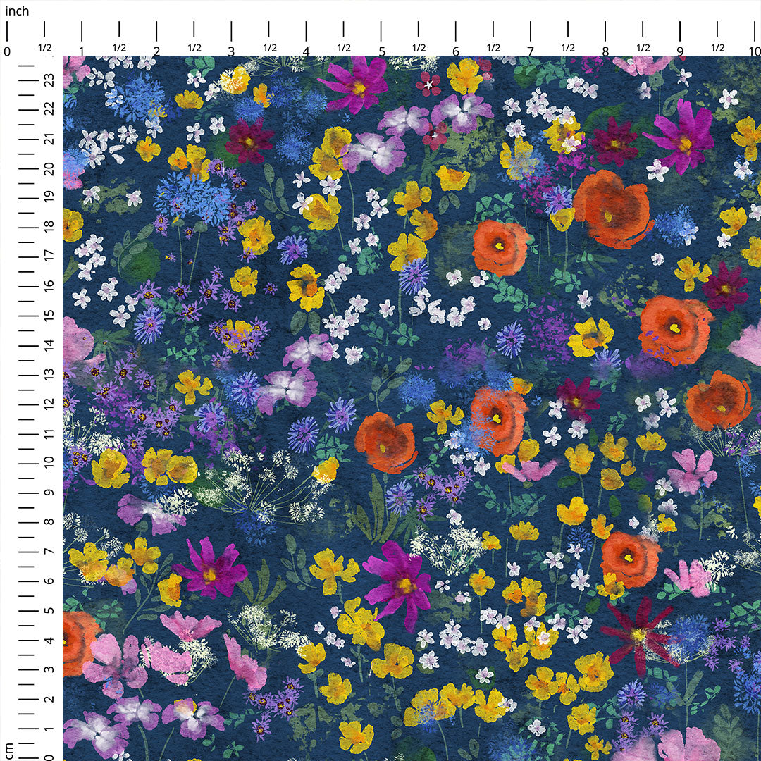 Wildflower Navy Fabric