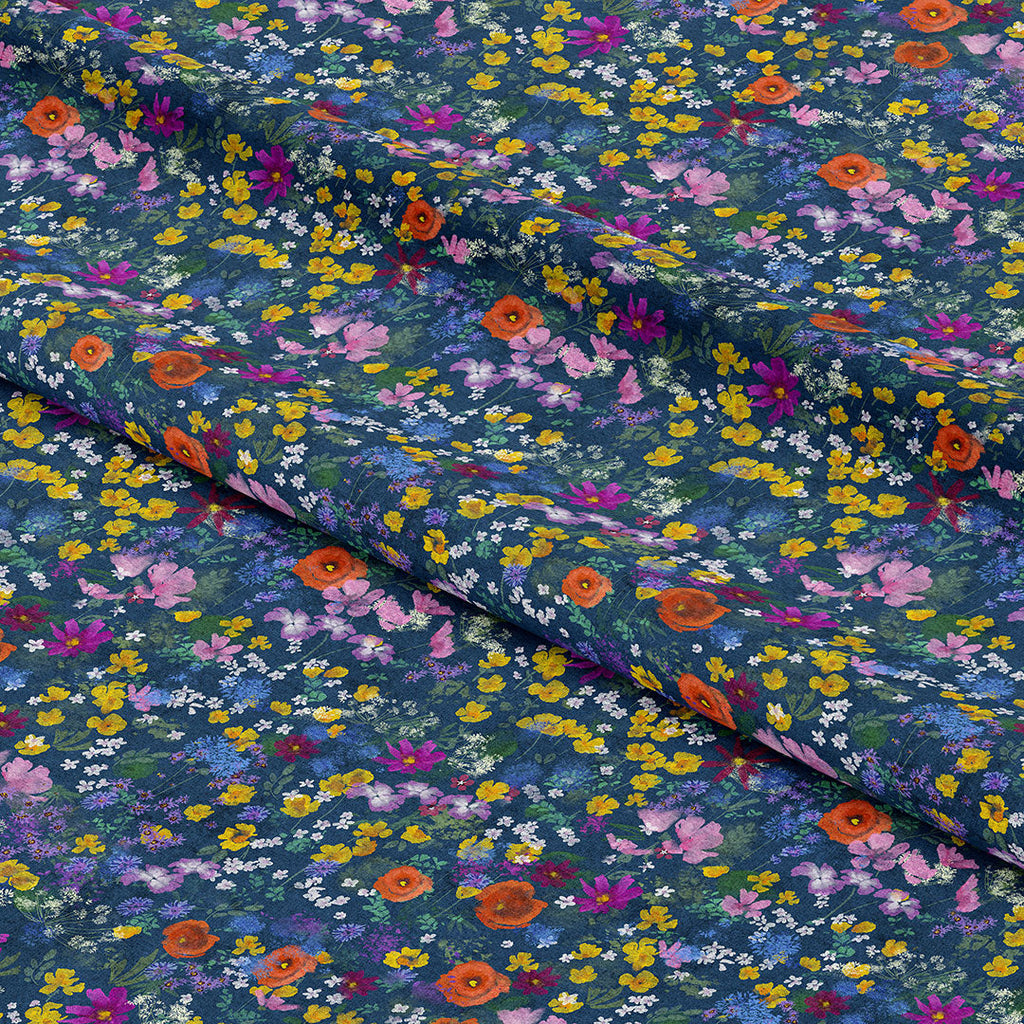 Wildflower Navy Fabric