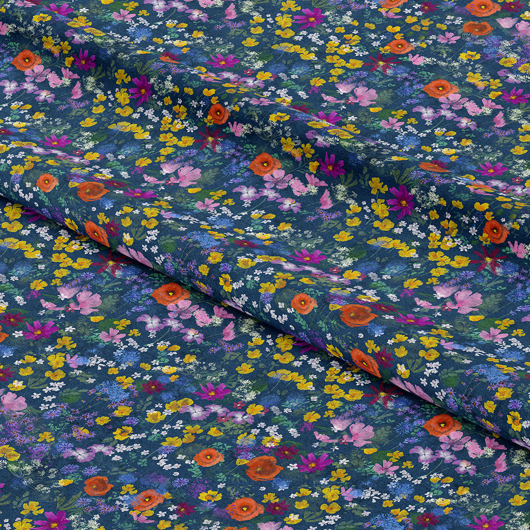 Wildflower Navy Fabric