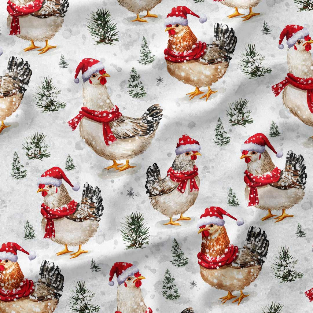 Winter Chickens Fabric