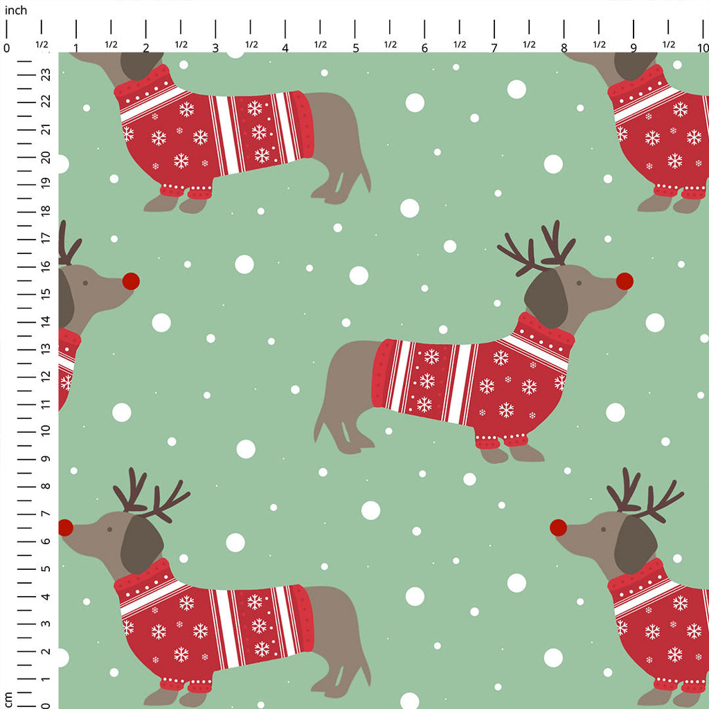Winter Dachshund Fabric