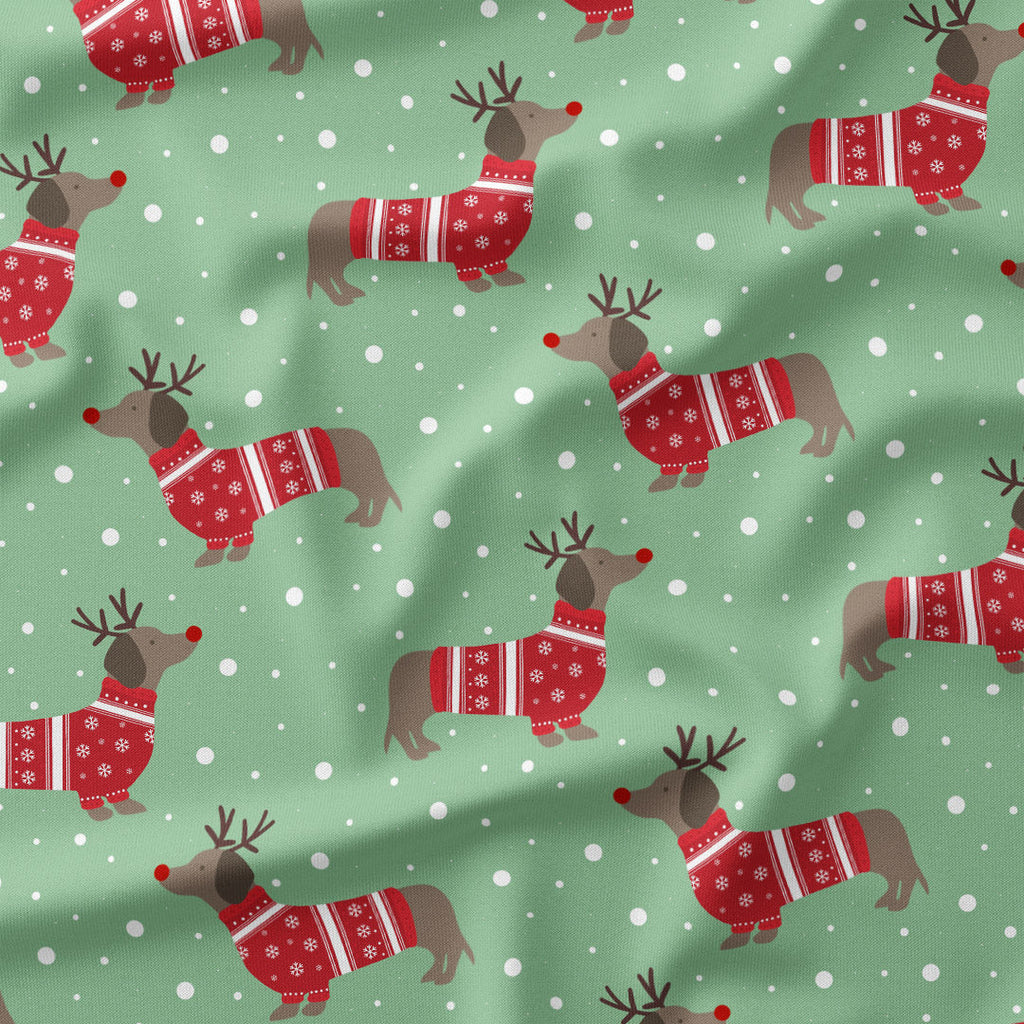 Winter Dachshund Fabric