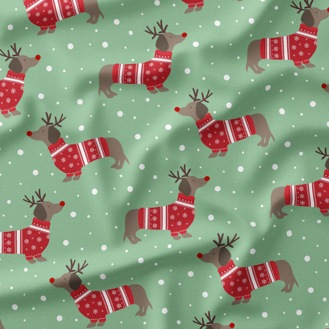 Winter Dachshund Fabric