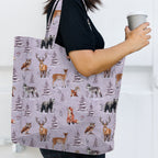 Winter Forest Animals Lilac Fabric