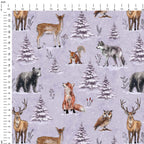 Winter Forest Animals Lilac Fabric