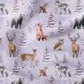 Winter Forest Animals Lilac Fabric