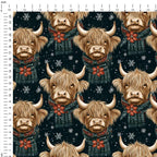 Winter Highland Cows Fabric