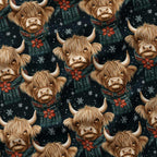 Winter Highland Cows Fabric