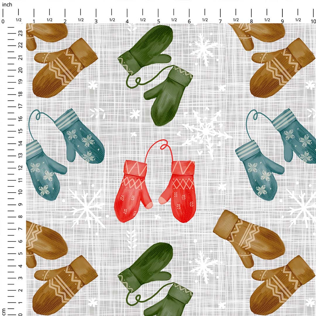 Winter Mittens Grey Fabric