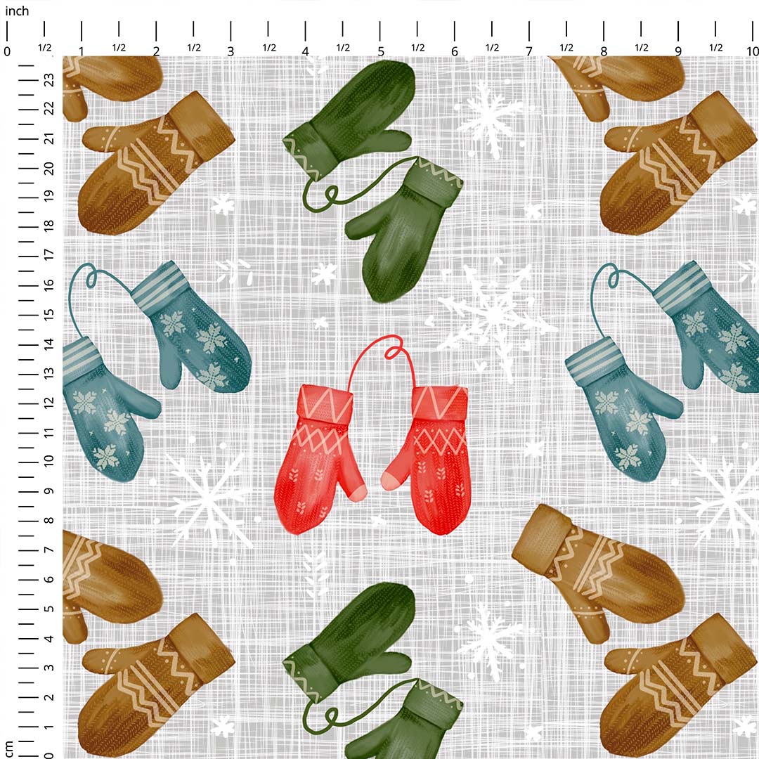 Winter Mittens Grey Fabric