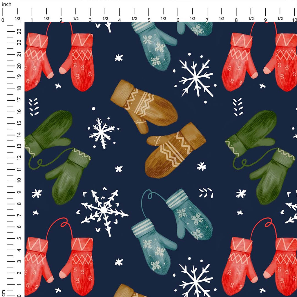 Winter Mittens Navy Fabric