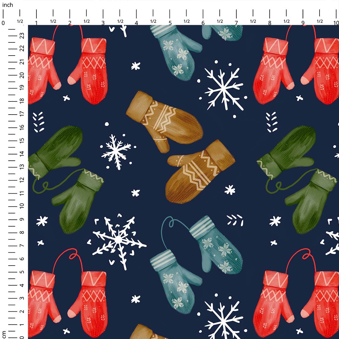 Winter Mittens Navy Fabric