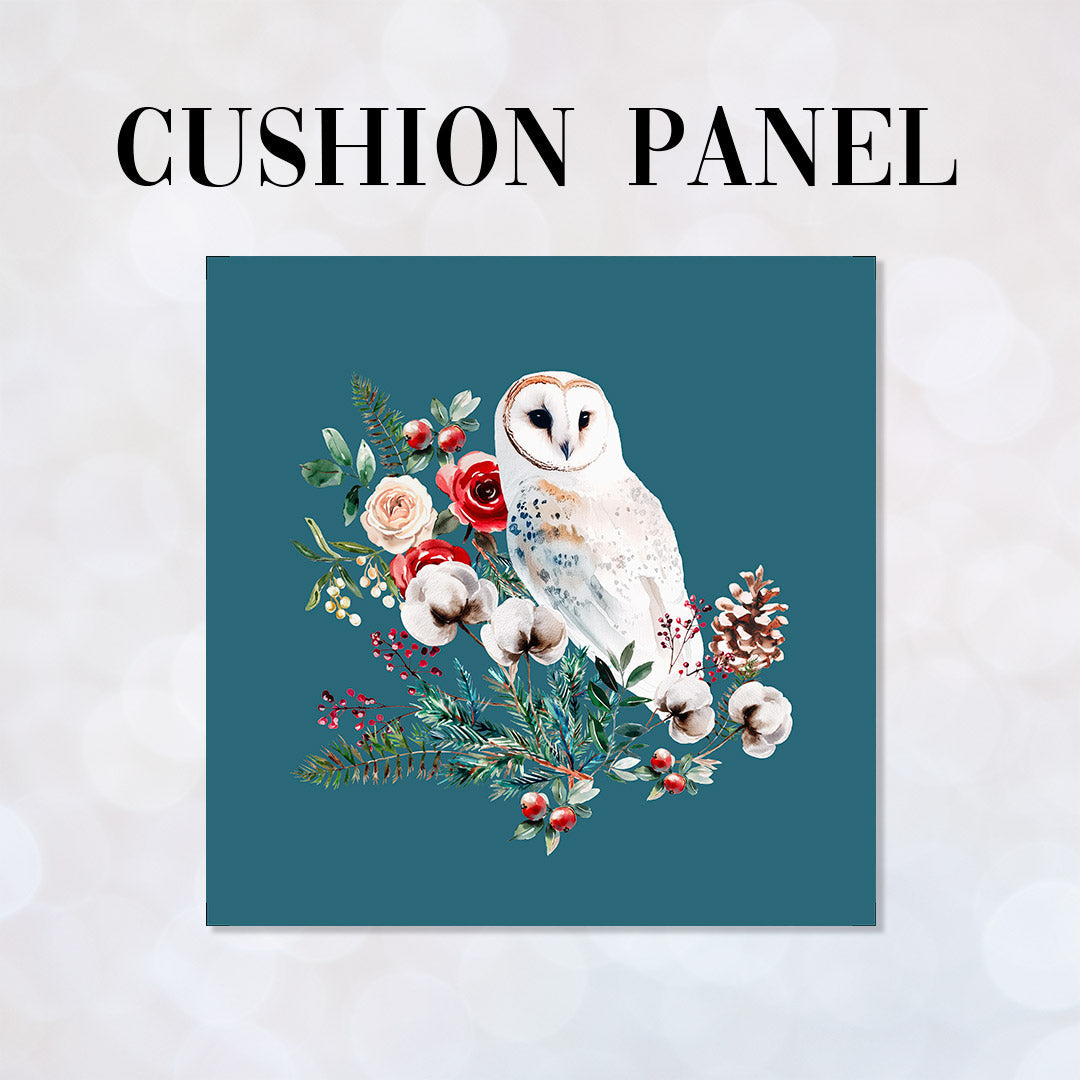 CUSHION Panel Winter Owl Teal CP-837