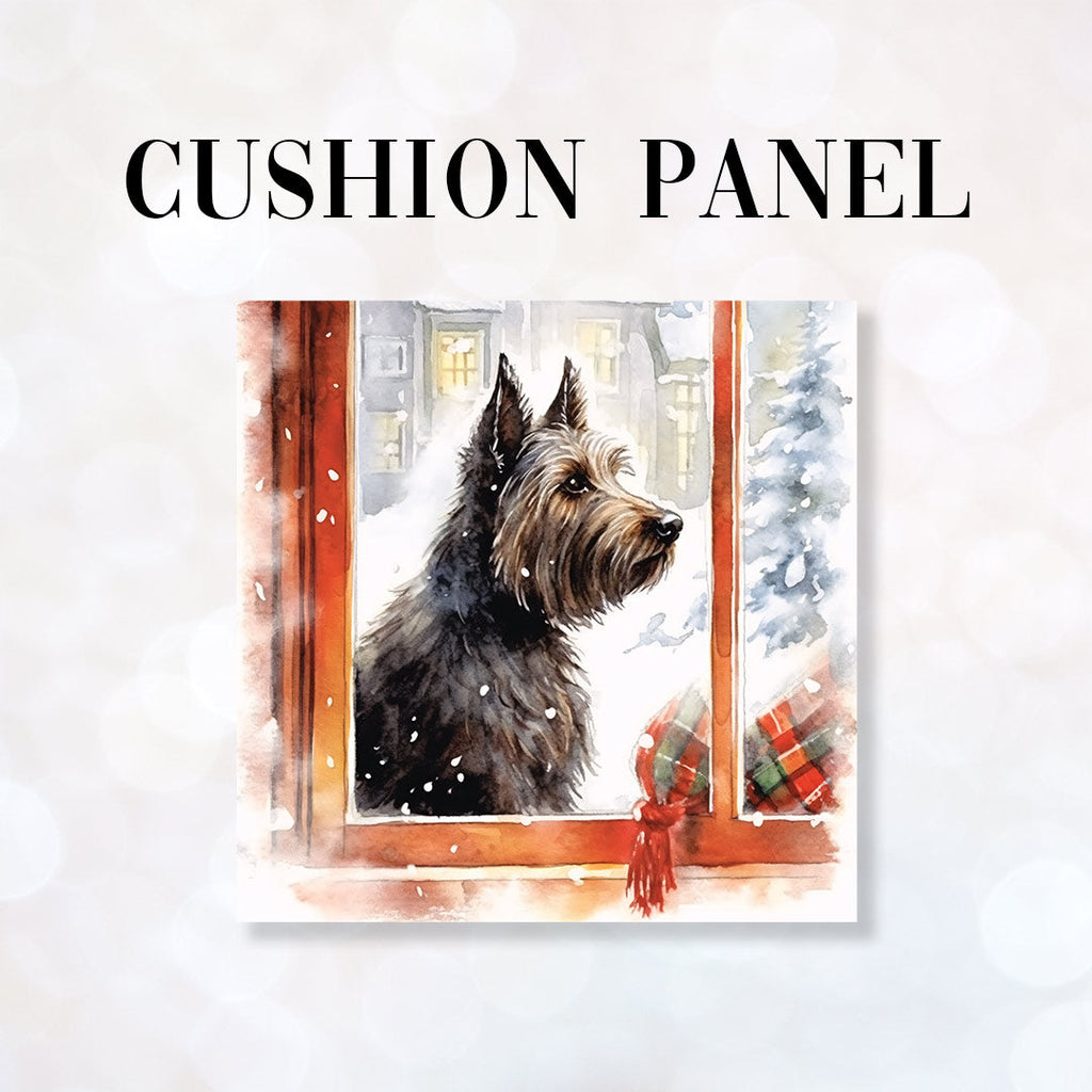 CUSHION Fabric Panel Winter Scottish Terrier