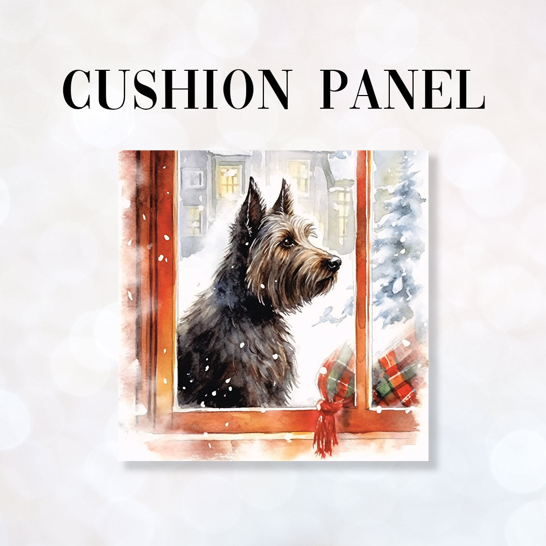 CUSHION Fabric Panel Winter Scottish Terrier