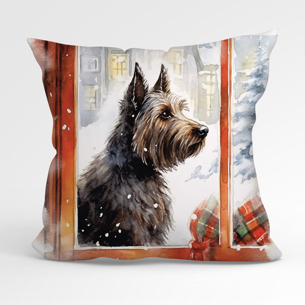 CUSHION Fabric Panel Winter Scottish Terrier