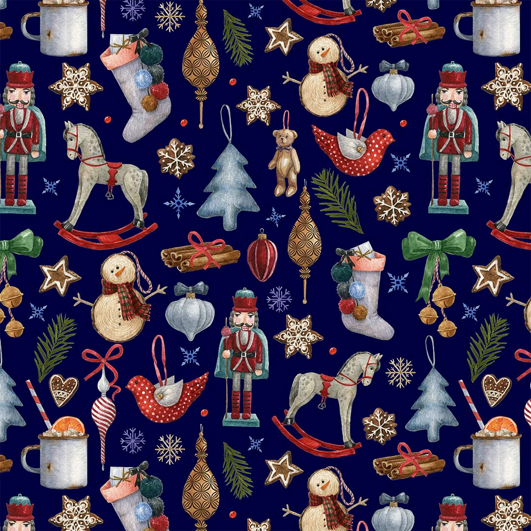Winter Treasures Navy Fabric