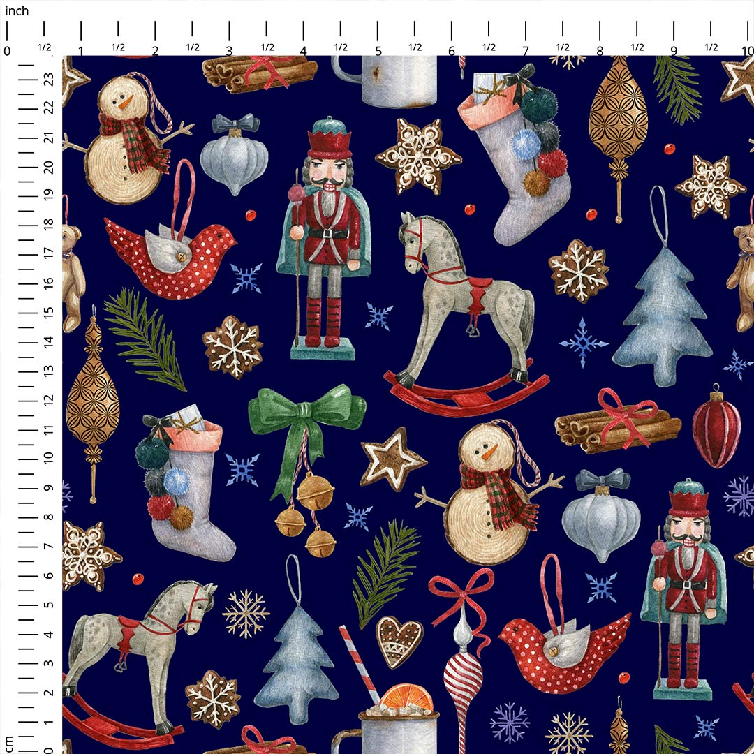 Winter Treasures Navy Fabric