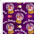 Winter Unicorns Snow Globe Purple Fabric