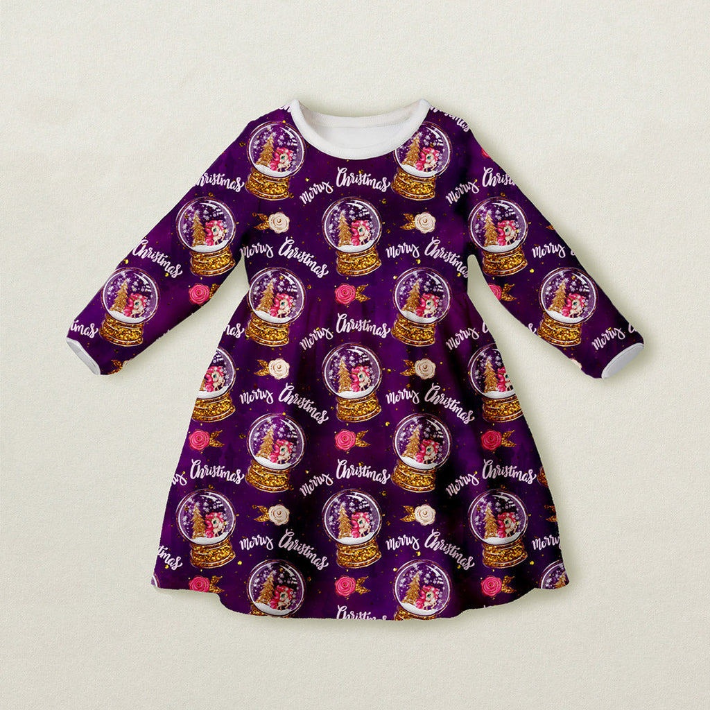 Winter Unicorns Snow Globe Purple Fabric