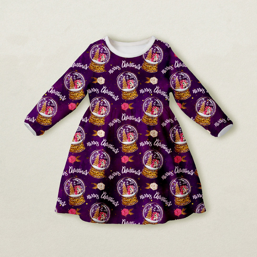 Winter Unicorns Snow Globe Purple Fabric