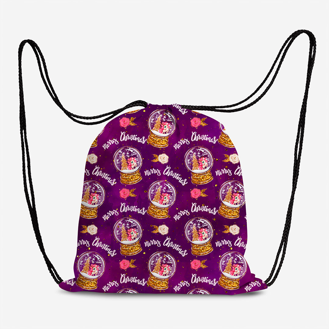 Winter Unicorns Snow Globe Purple Fabric