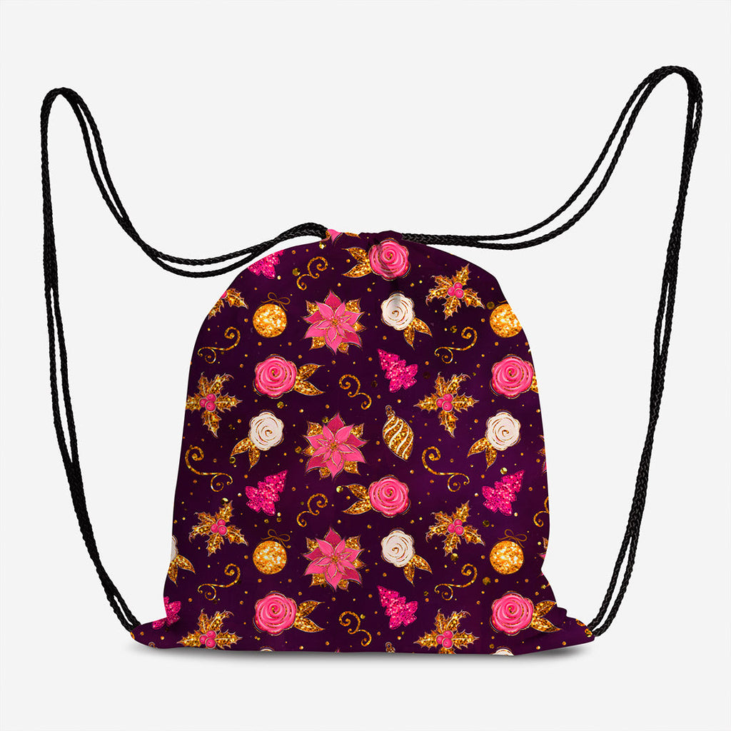 Winter Unicorns Purple Floral Fabric