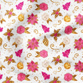 Winter Unicorns White Floral Fabric