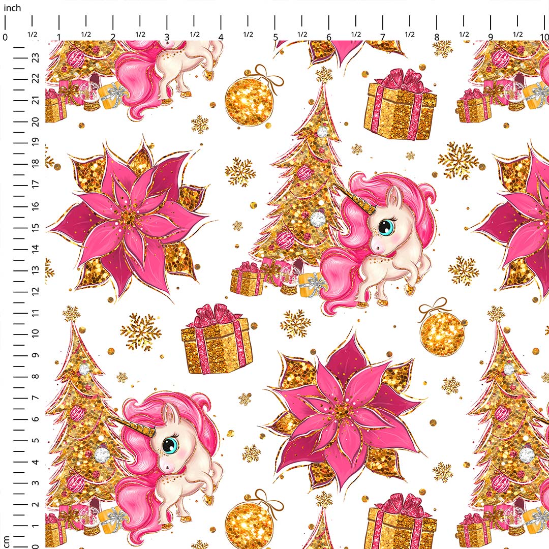 Winter Unicorns Christmas Tree Fabric