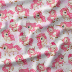 Winter Unicorns White Fabric