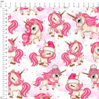 Winter Unicorns White Fabric