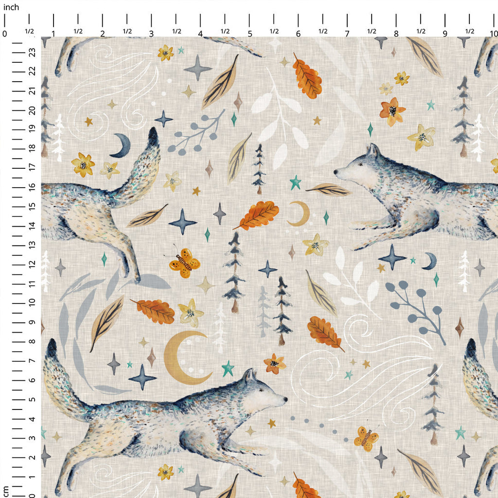 Wolves Beige Fabric