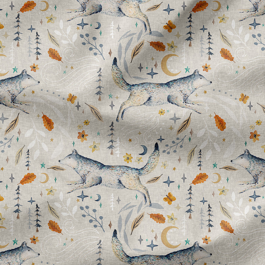 Wolves Beige Fabric