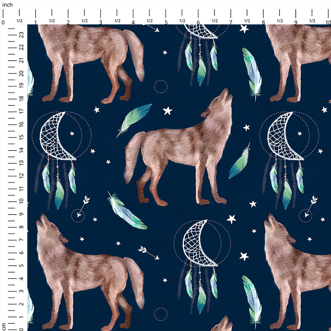 Wolves Navy Fabric
