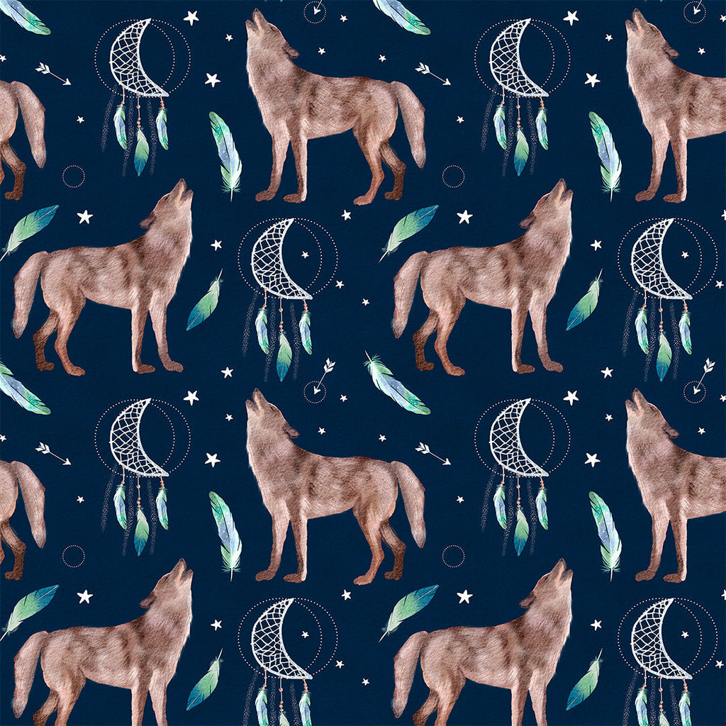 Wolves Navy Fabric