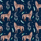 Wolves Navy Fabric