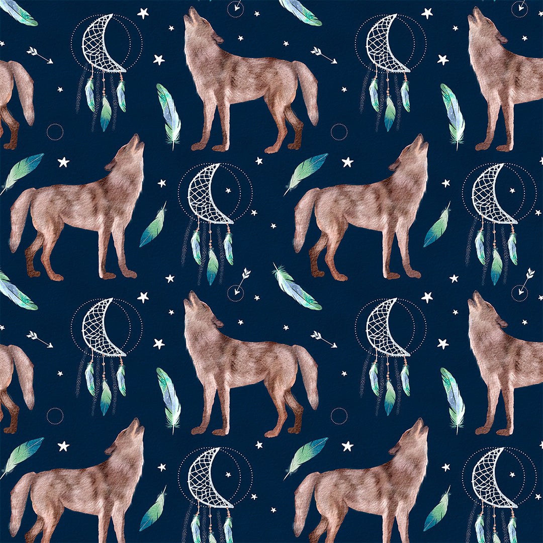 Wolves Navy Fabric