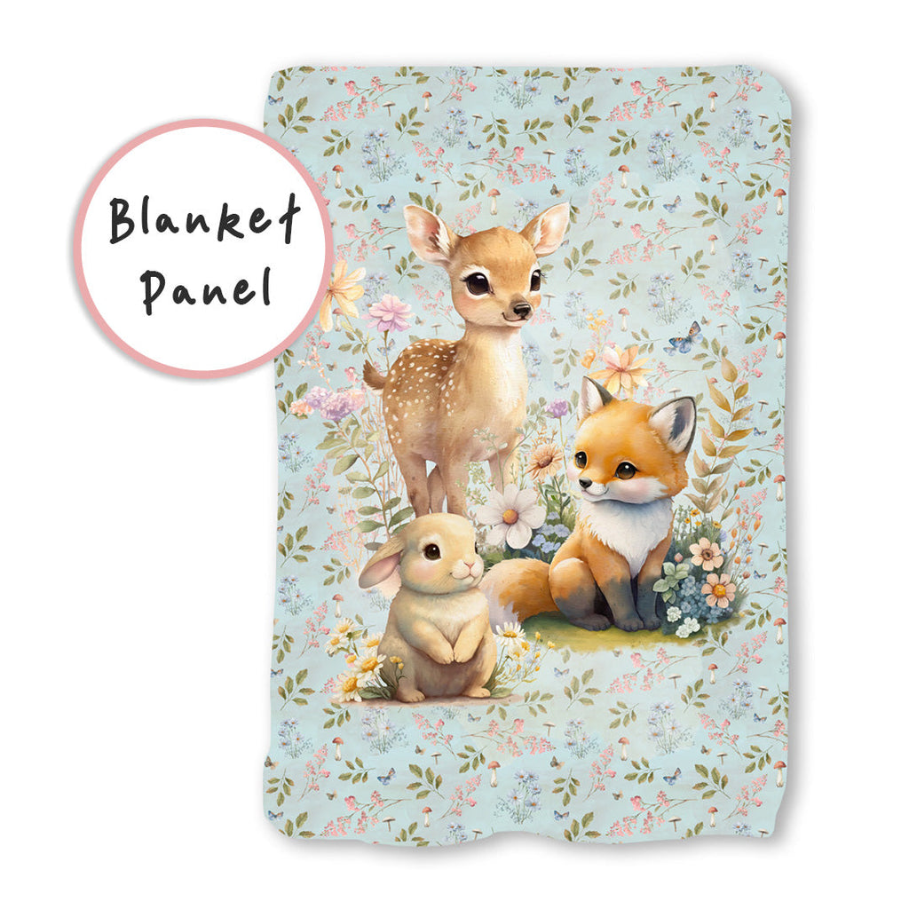 Woodland Animals Blue Fabric Blanket Panel BP-2