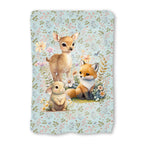 Woodland Animals Blue Fabric Blanket Panel BP-2