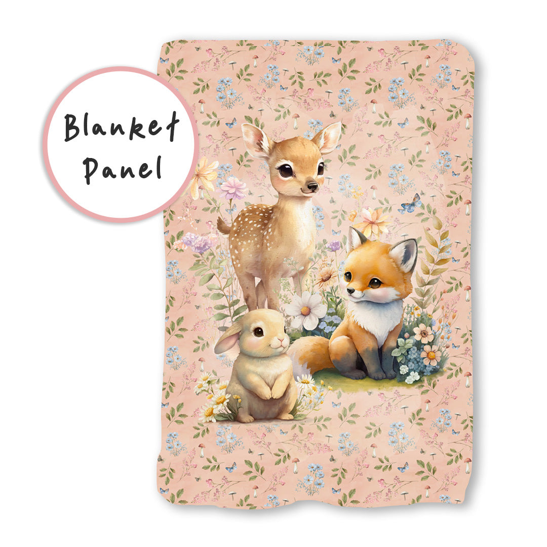 Woodland Animals Pink Fabric Blanket Panel BP-1