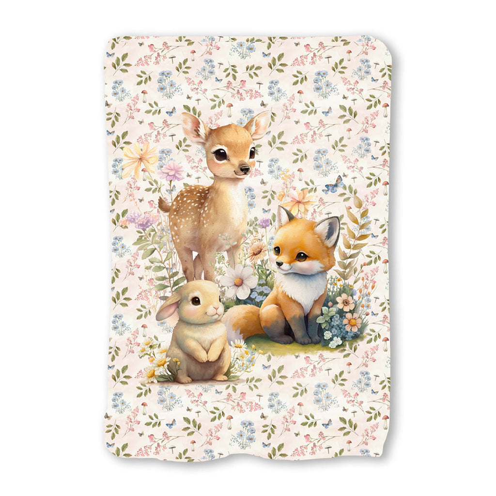 Woodland Animals White Fabric Blanket Panel BP-4