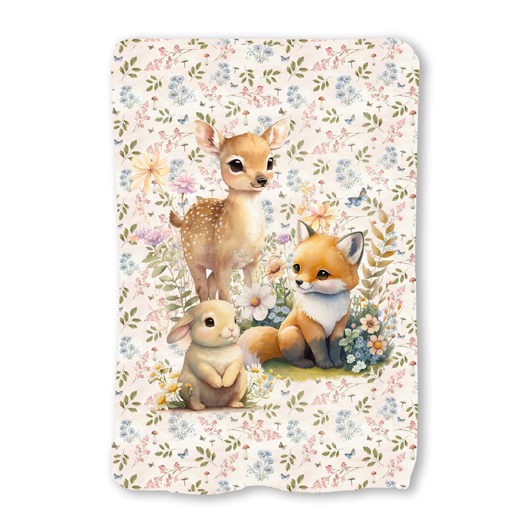 Woodland Animals White Fabric Blanket Panel BP-4