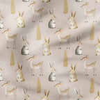 Woodland Animals Beige Fabric