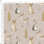 Woodland Animals Beige Fabric