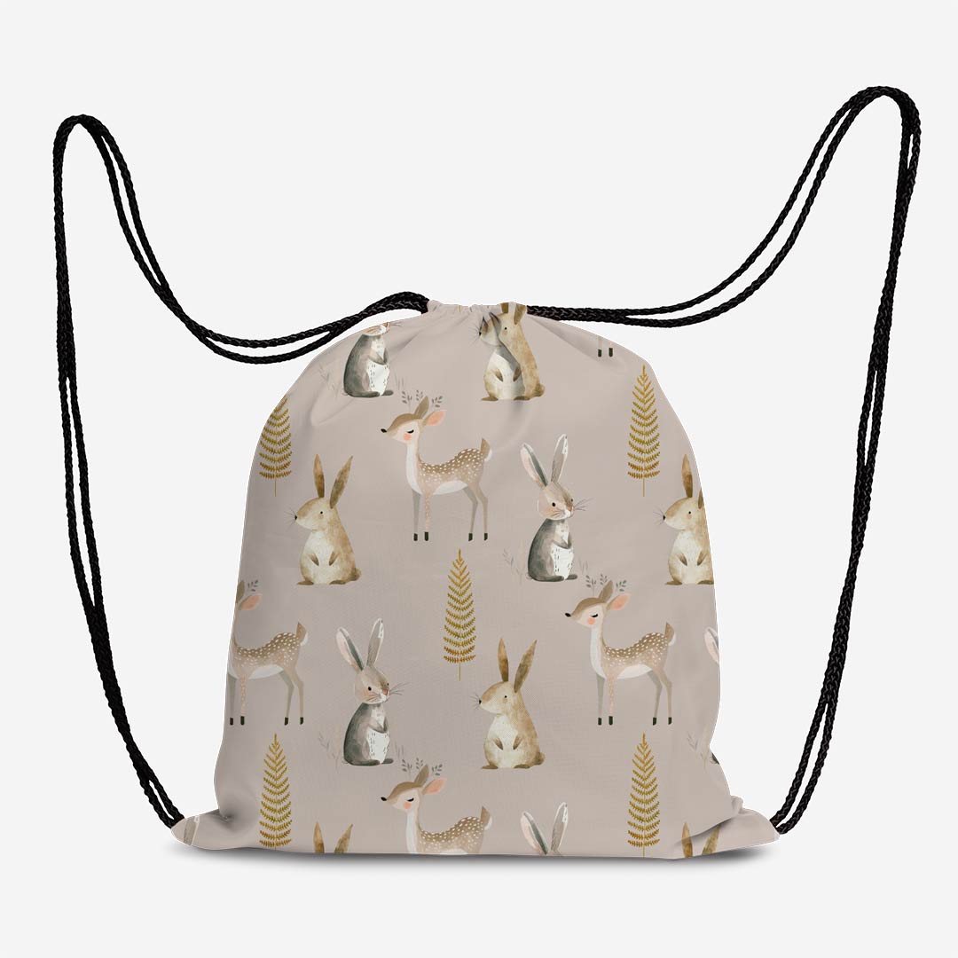 Woodland Animals Beige Fabric