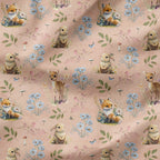 Woodland Animals Pink Fabric