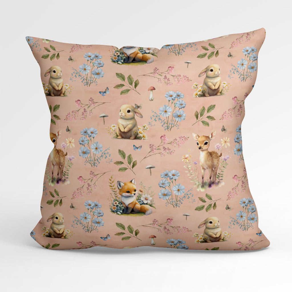 Woodland Animals Pink Fabric